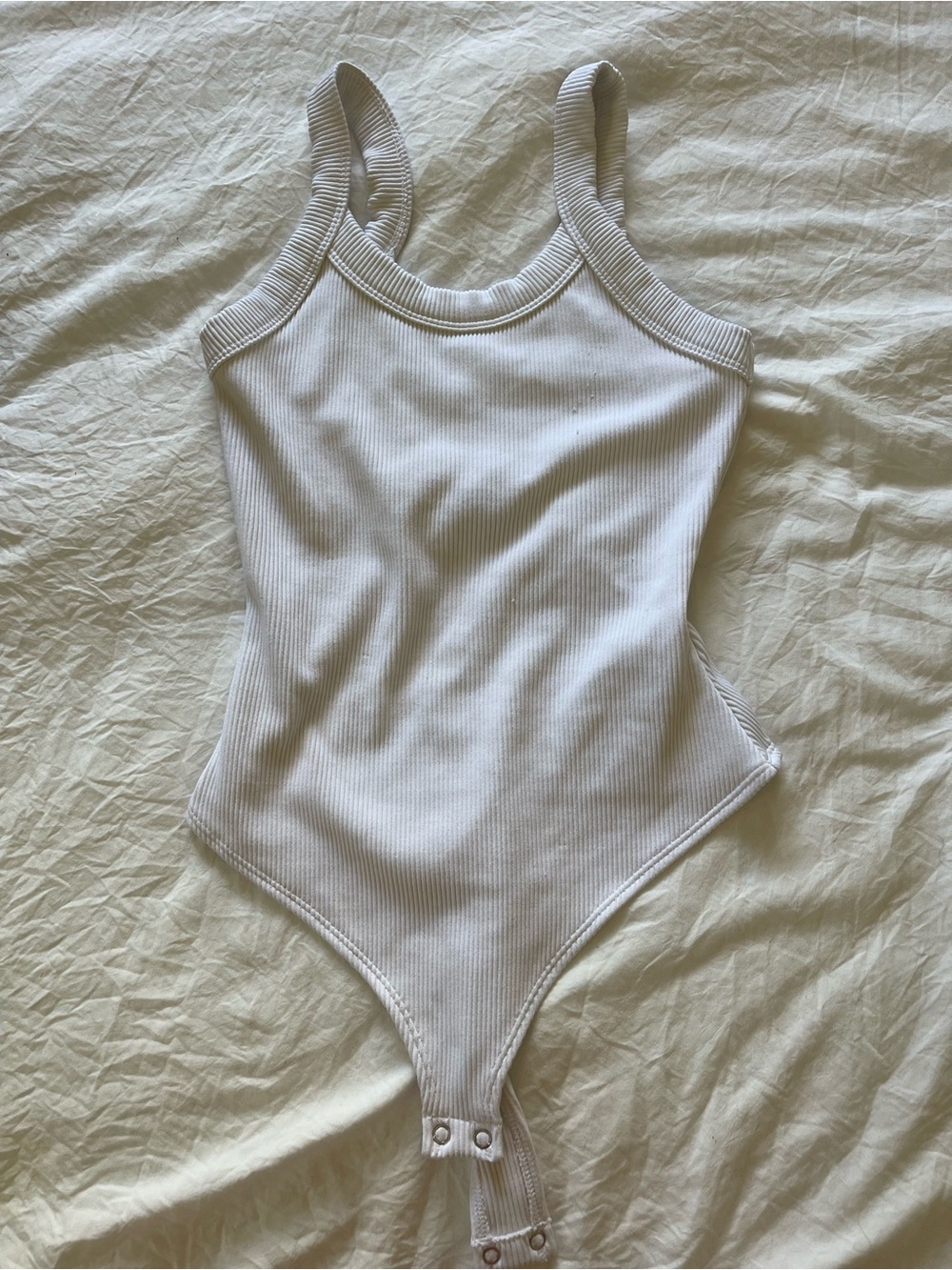 White Ribbed One-Piece Bodysuit